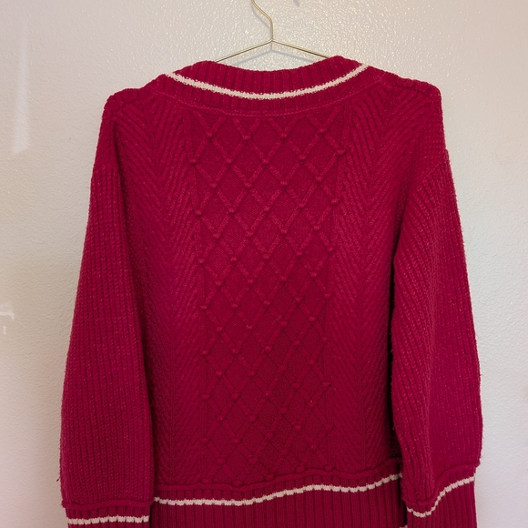 Anthropologie V-Neck Sweater in Vibrant Pink - Picture 5 of 5